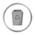 Garbage can icon in cartoon style isolated on white background. Trash and garbage symbol stock vector illustration. Royalty Free Stock Photo