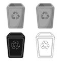 Garbage can icon in cartoon style isolated on white background. Trash and garbage symbol stock vector illustration. Royalty Free Stock Photo