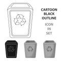 Garbage can icon in cartoon style isolated on white background. Trash and garbage symbol stock vector illustration. Royalty Free Stock Photo