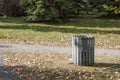 Garbage can in park Royalty Free Stock Photo