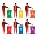 Garbage can, waste bin, trash container, dumpster infographic. Keep clean or do not litter, concept. Cartoon