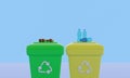 Garbage cans for recycling. Environment care concept.