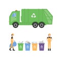 Garbage car, sorting waste, sort trash