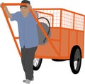 Garbage Cart Flat Illustration Vector