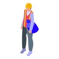 Garbage cleaner icon isometric vector. Service cleaning worker