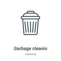 Garbage cleanin outline vector icon. Thin line black garbage cleanin icon, flat vector simple element illustration from editable Royalty Free Stock Photo