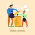 Garbage Cleaning Father Son Illustration Royalty Free Stock Photo