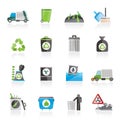 Garbage, cleaning and rubbish icons Royalty Free Stock Photo