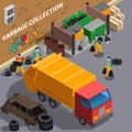 Garbage Collecting Truck Composition Royalty Free Stock Photo