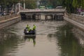 Garbage collection boat in Khlong Phadung Krungkasem Canal