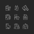 Garbage collection chalk white icons set on black background