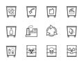 Waste, flat icons, unicolor, slim silhouette, vector