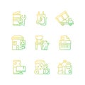 Garbage collection gradient linear vector icons set