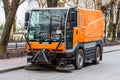 Garbage collection machine on the city streets. The problem of cities is a lot of rubbish.