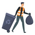 Garbage collector icon cartoon vector. Street trash Royalty Free Stock Photo