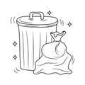 Simple Garbage container, colored Line art vector illustration