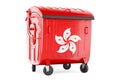 Garbage container with Hong Kong flag, 3D rendering Royalty Free Stock Photo