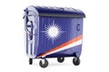 Garbage container with Marshallese flag, 3D rendering