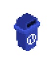 Garbage container pixel art. 8 bit trash can pixelated