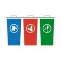 Garbage Containers With Separated Trash Icon