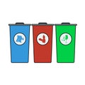 Garbage Containers With Separated Trash Icon