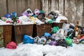 Garbage containers with unsorted waste in a residential district