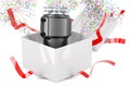 Garbage disposal unit inside gift box, gift concept. 3D rendering