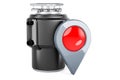 Garbage disposal unit with map pointer, 3D rendering