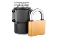 Garbage disposal unit with padlock, 3D rendering