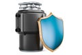 Garbage disposal unit with shield, 3D rendering