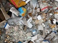 Garbage dump. Broken terrestrial globe in the garbage