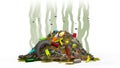Garbage dump with flies, 3d illustration