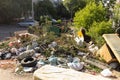A garbage dump lies on the street near a residential building Royalty Free Stock Photo