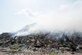 Garbage dump mountain view full of litter, plastic bottles, rubbish and other trash at the Thilafushi tropical island