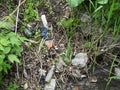 Garbage dump on the river Bank. The concept of environmental pollution. Russia, Saratov - may, 2020