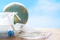 Garbage  ecology concept with plastic and globe Royalty Free Stock Photo