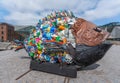 Garbage fish sculpture made of trash at Kings Quay work by Hideaki Shibata aka Yodo-Tech, 2014 - Helsingor, Denmark
