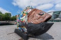 Garbage fish sculpture made of trash at Kings Quay work by Hideaki Shibata aka Yodo-Tech, 2014 - Helsingor, Denmark