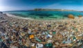 Garbage heap ruins idyllic coastline landscape view generated by AI