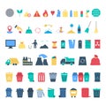 Garbage icon set. Collection of plastic, paper and glass waste