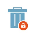 Garbage icon, Tools and utensils icon with padlock sign. Garbage icon and security, protection, privacy symbol Royalty Free Stock Photo