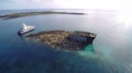 garbage islands in the ocean. Pollution of water and planet, accumulation of plastic in the sea.