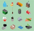 Garbage isometric icons