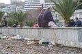 Garbage left by tourists on the beach Royalty Free Stock Photo