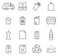 Garbage Man or Garbage Collecting Icons Thin Line Vector Illustration