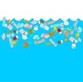 Garbage in ocean. Environmental pollution of water bodies. problem of plastic in the world`s oceans