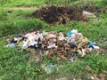 Garbage pile in garden