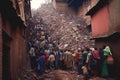 Garbage piled high in poor over populated country