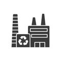 Garbage processing plant glyph black icon. Green manufacturing and ecology recycling producing. Environment protect Royalty Free Stock Photo