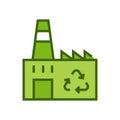 Garbage processing plant icon. Green manufacturing vector illustration.